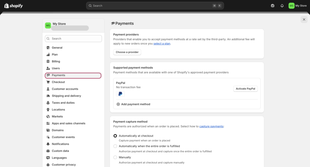 Shopify payments